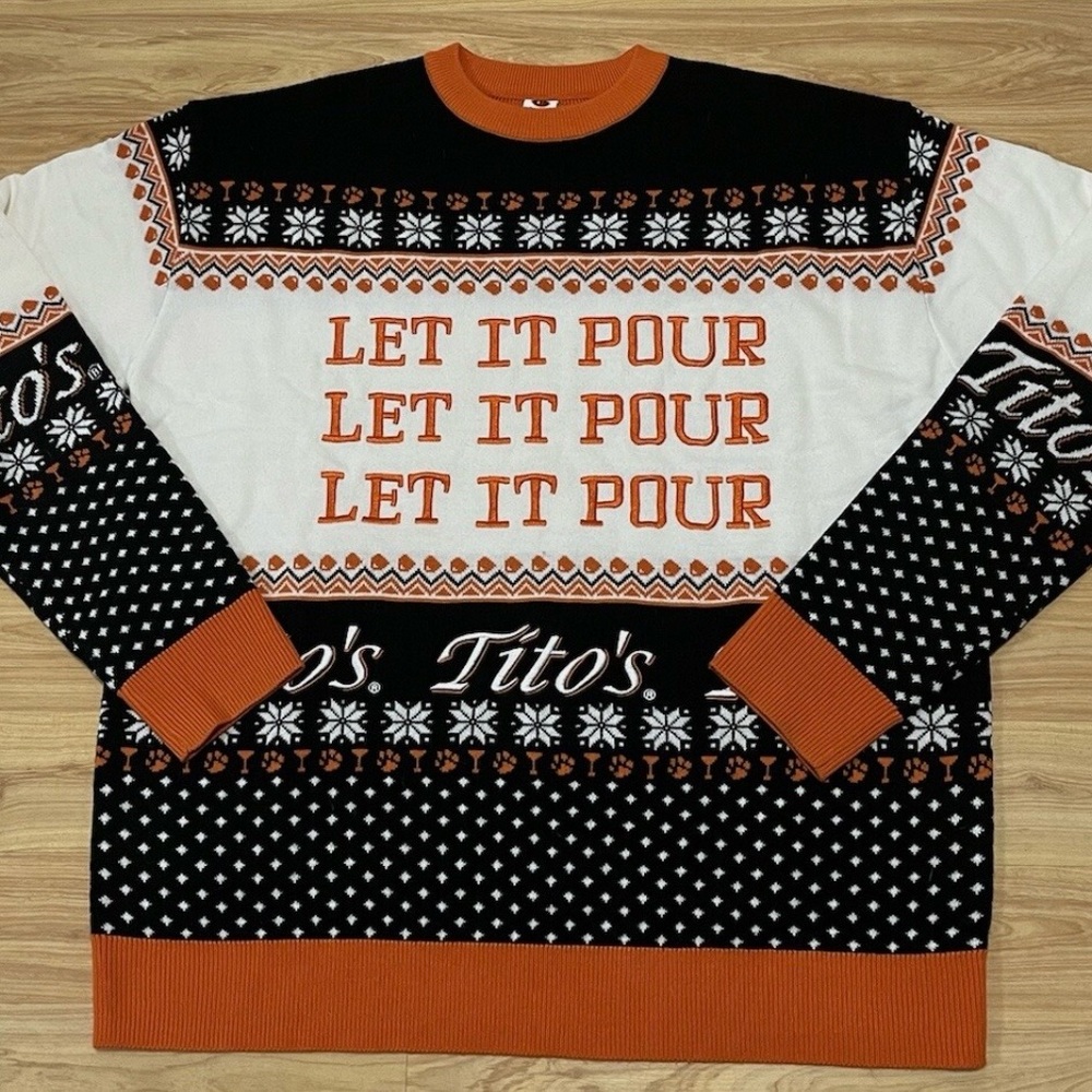 Tito's Black and Orange Crewneck Holiday Sweater